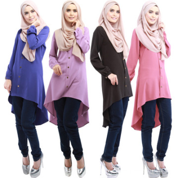 Moda modesta dubai fantasia uslim rendas islâmica roupas mais recentes abaya mulheres blusa